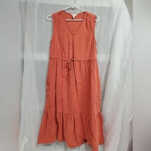 New Without Tags Adjustable Waist Orange Dress With Pockets